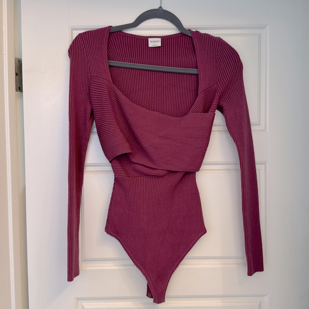 Abercrombie Purple Sweater Wrap Bodysuit Size Small